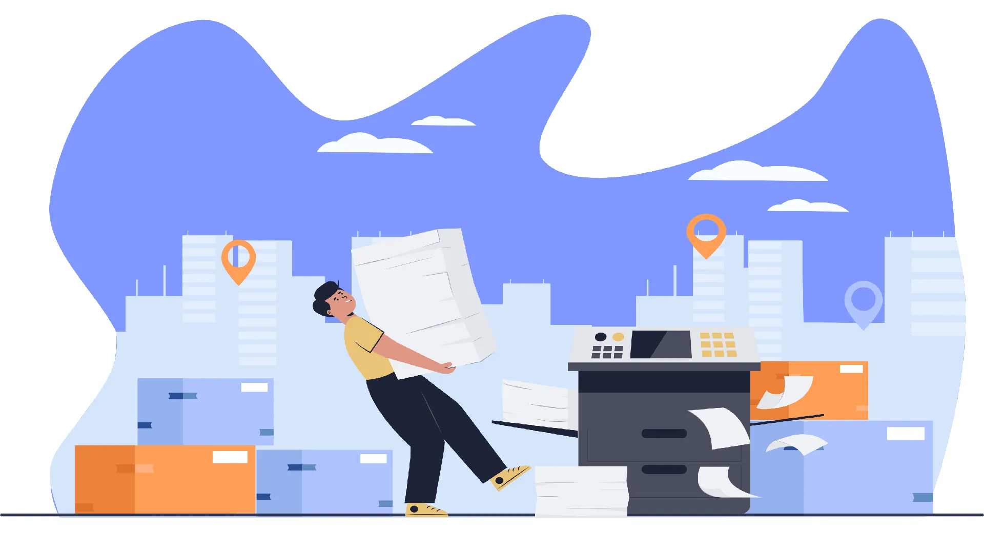 Modern printing studio with color machines