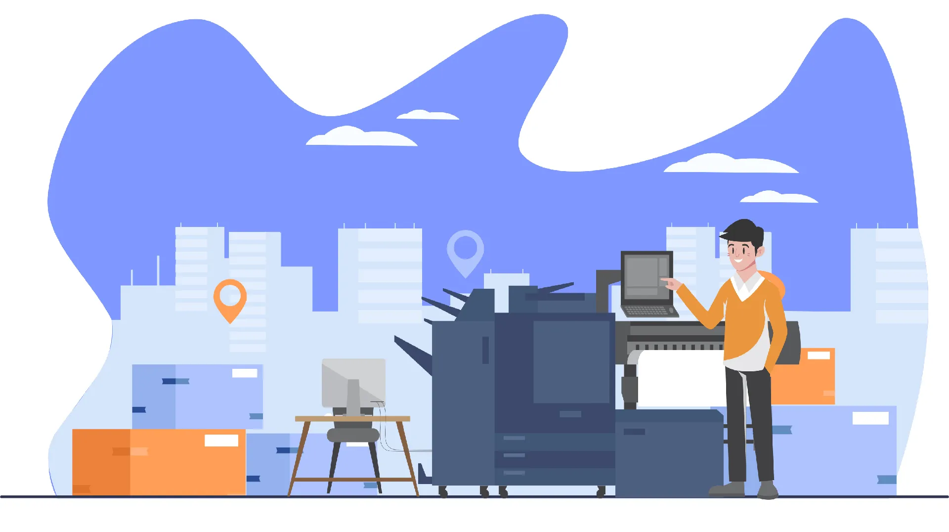 Printing and finishing equipment in studio